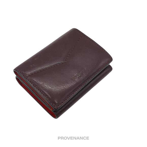 🔴 Givenchy Two Tone Trifold Wallet - Burgundy Red Leather - Picture 4 of 9